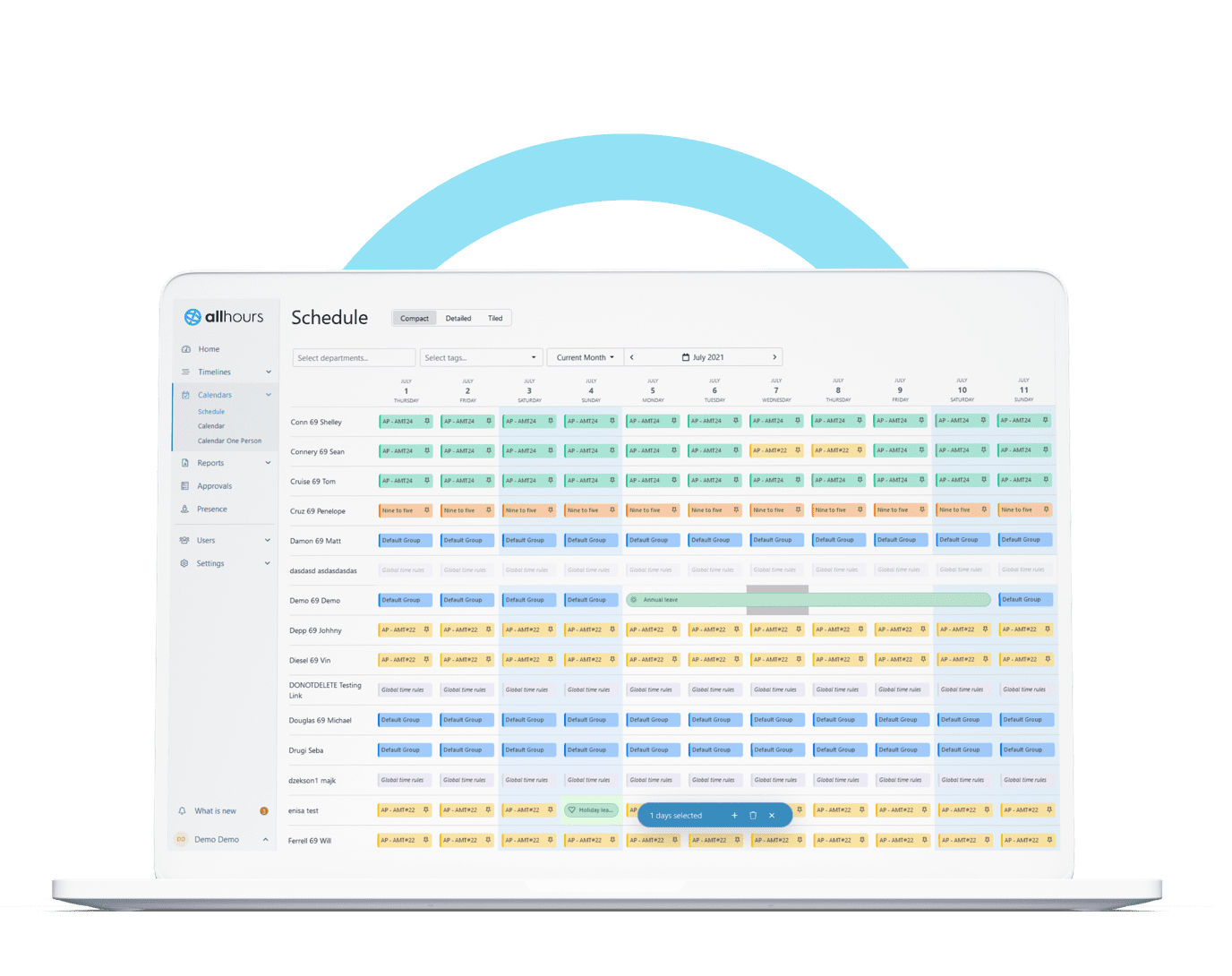 Calendar view for better planning and decisions regarding overtime