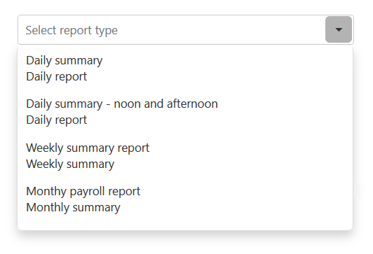 Monthly, weekly and daily reports